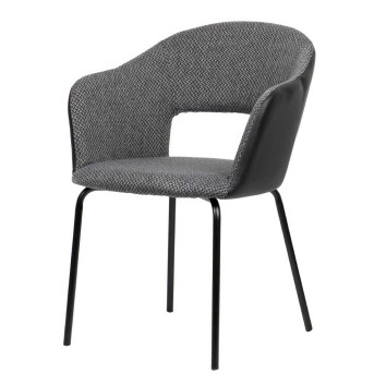 silla metal pu-poliester grey-black 59x60x80 cm