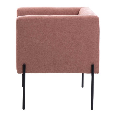 sillon textil rosa c/patas metal negro 70x65x75 cm