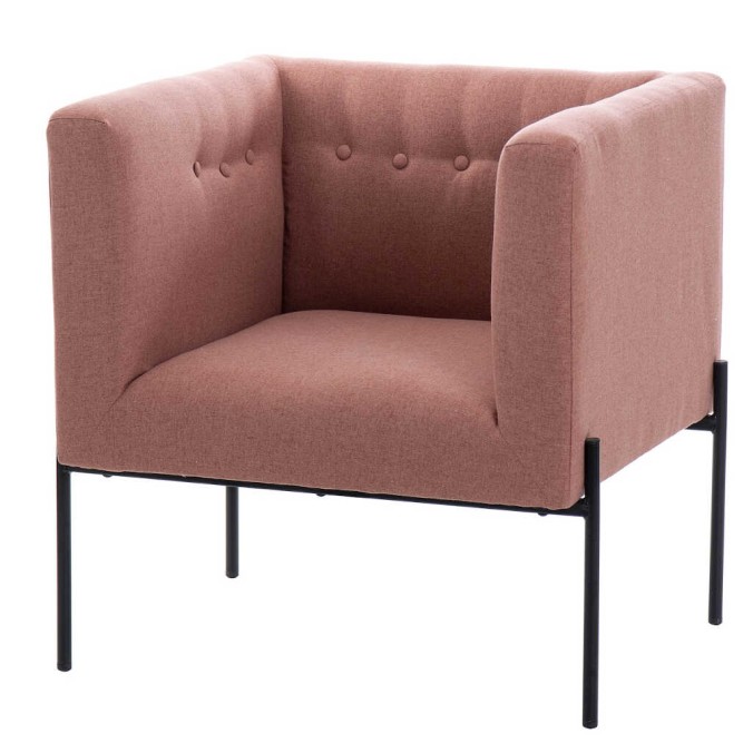 sillon textil rosa c/patas metal negro 70x65x75 cm