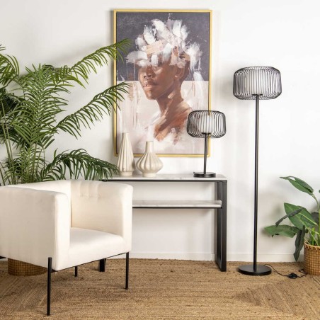 sillon textil blanco patas metal negro 70x65x75 cm