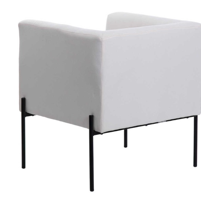 sillon textil blanco patas metal negro 70x65x75 cm