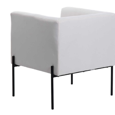 sillon textil blanco patas metal negro 70x65x75 cm