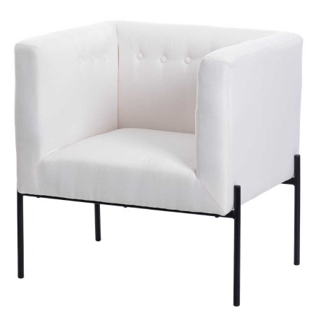 sillon textil blanco patas metal negro 70x65x75 cm