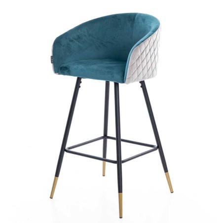 taburete bar velvet azul enves gris 52x50x99 cm