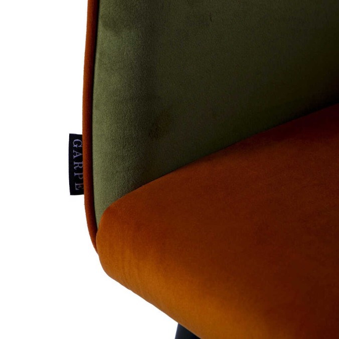 silla velvet naranja-verde c/ tirador 55x57x76 cm