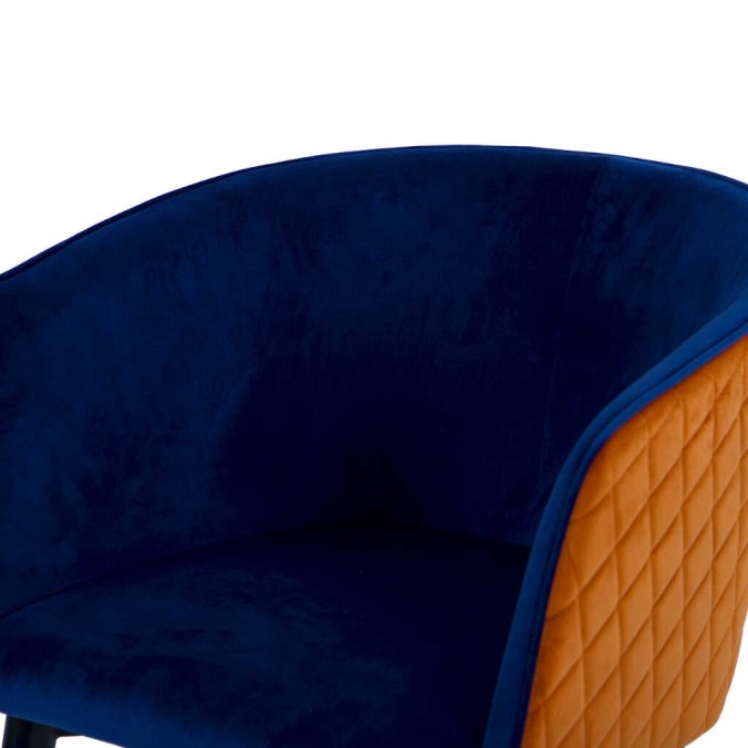 silla velvet naranja-azul c/ tirador 55x57x76 cm