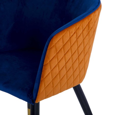 silla velvet naranja-azul c/ tirador 55x57x76 cm