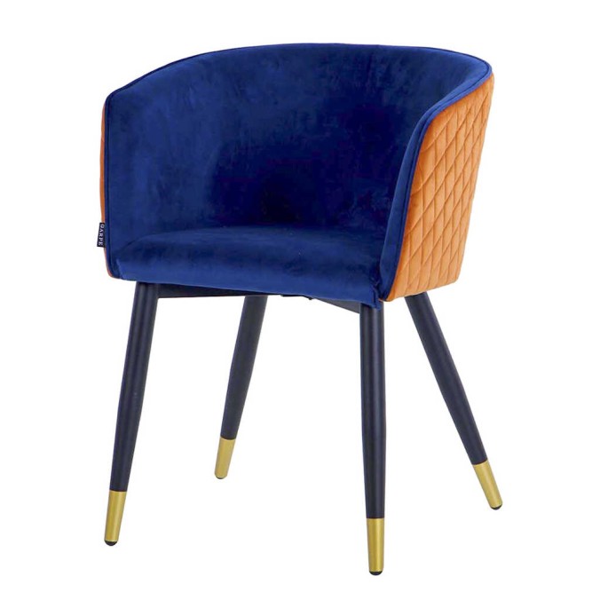 silla velvet naranja-azul c/ tirador 55x57x76 cm