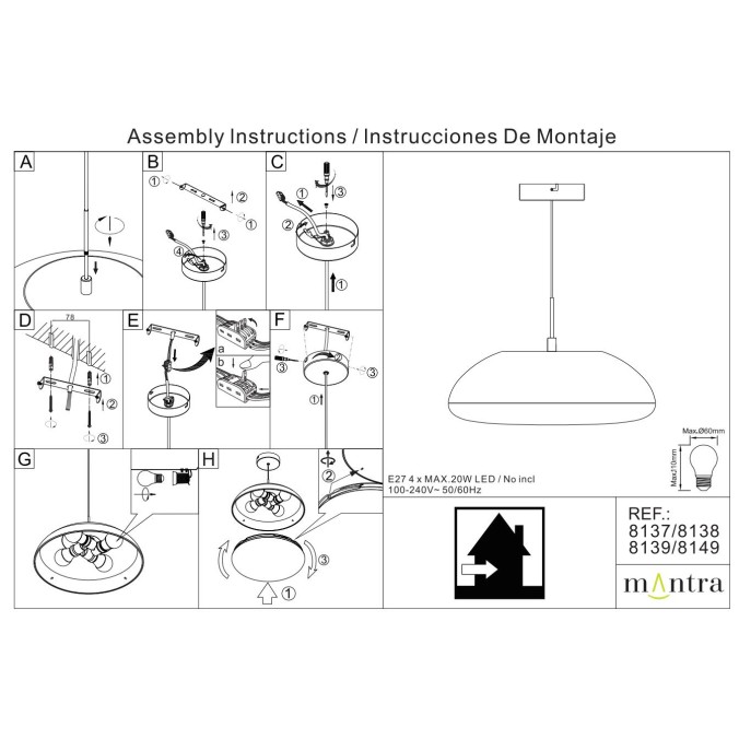 Colgante 4 Luces serie KAZZ Oro - 38x15-165h Colgante 4 Luces serie KAZZ Oro - 38x15-165h