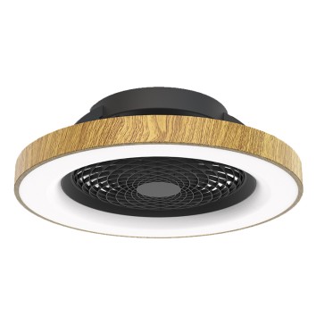 Plafón LED 70W Ventilador 35W serie TIBET Negra/Madera - 65x20h