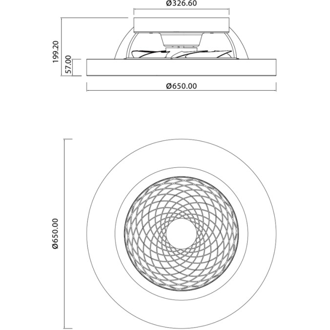 Plafón LED 70W Ventilador 35W serie TIBET Negra/Madera - 65x20h