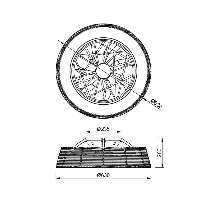 Plafón LED 70W Ventilador 35W serie INDONESIA Rota - 63x20h