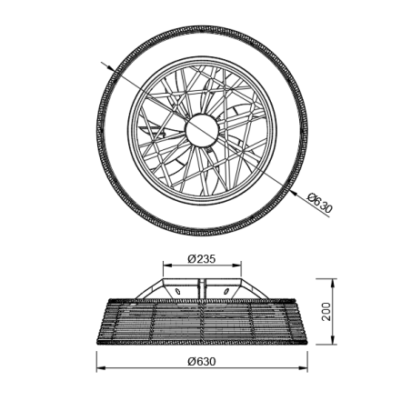 Plafón LED 70W Ventilador 35W serie INDONESIA Rota - 63x20h