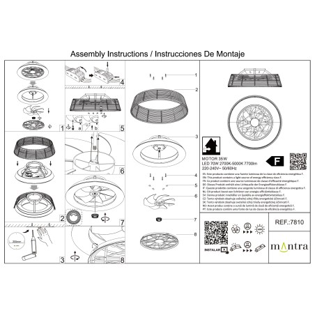 Plafón LED 70W Ventilador 35W serie INDONESIA Rota - 63x20h