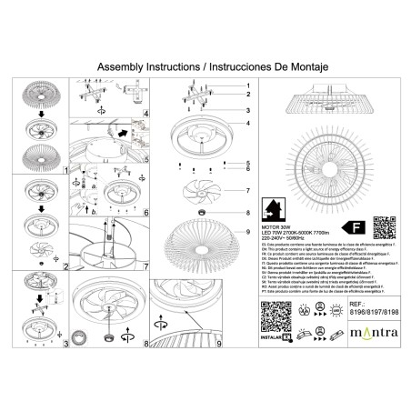 Plafón LED 70W Ventilador 30W serie HIMALAYA MINI Blanco - 53x17.7h