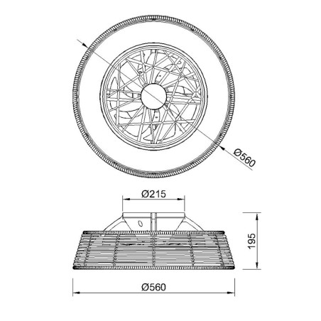 Plafón LED 55W Ventilador 25W serie INDONESIA MINI Rota - 56x20h