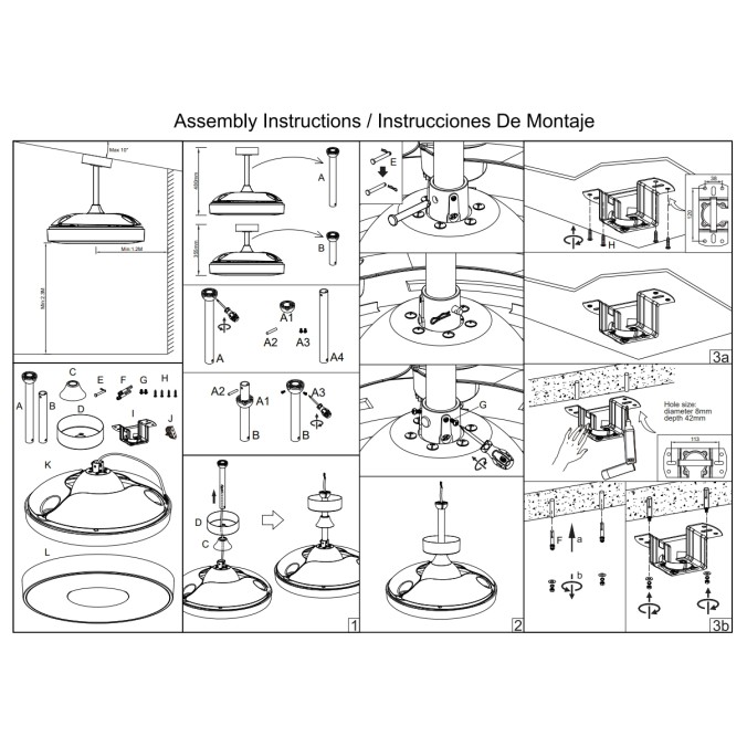 Plafón LED 60W Ventilador 30W serie COIN FAN Negra - 50x35.5-48h