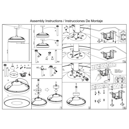 Plafón LED 60W Ventilador 30W serie COIN FAN Negra - 50x35.5-48h