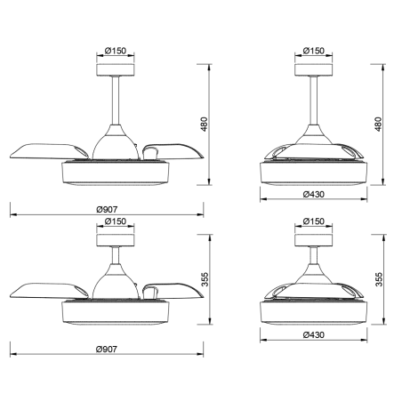 Plafón LED 45W Ventilador 25W serie COIN FAN MINI Blanco - 43x35.5-48h