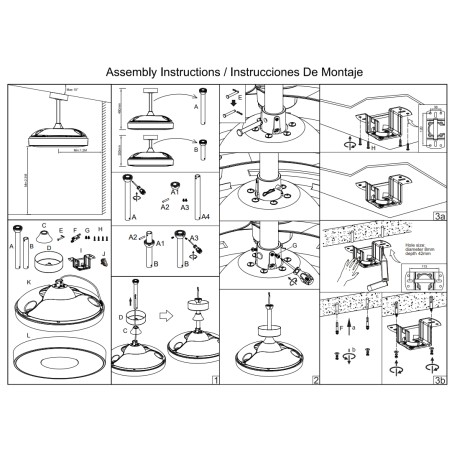 Plafón LED 45W Ventilador 25W serie COIN FAN MINI Blanco - 43x35.5-48h