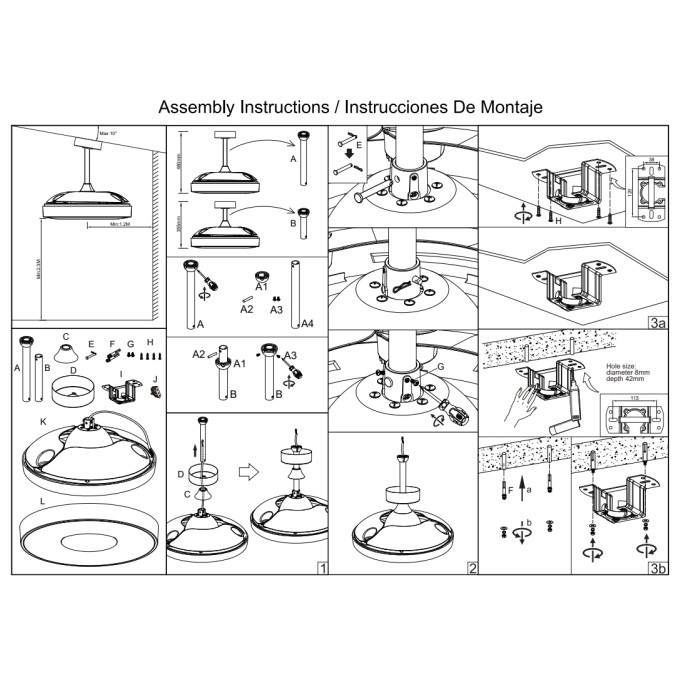 Plafón LED 45W Ventilador 25W serie COIN FAN MINI Negra - 43x35.5-48h