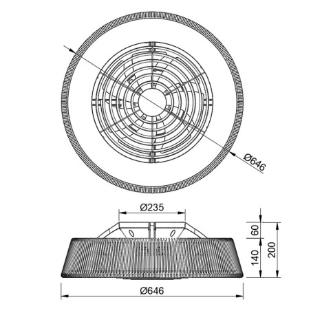 Plafón LED 70W Ventilador 35W serie POLINESIA NATURAL Cuerda Nat - 64.5x20h