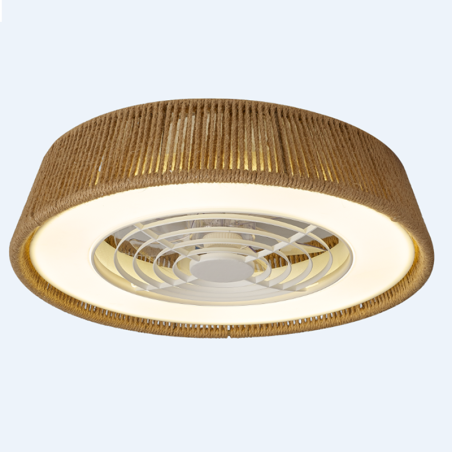 Plafón LED 55W Ventilador 25W serie POLINESIA NATURAL MINI Cuerda Nat - 57.5x19.5h