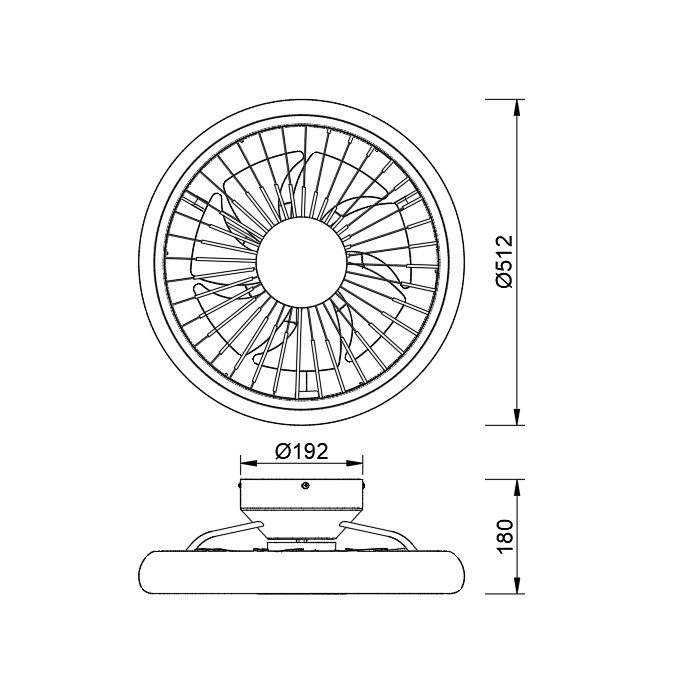 Plafón LED 55W Ventilador 30W serie TURBO Blanco - 51.2x18h