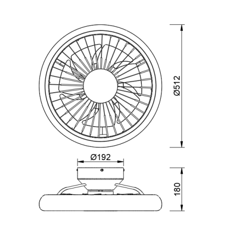Plafón LED 55W Ventilador 30W serie TURBO Blanco - 51.2x18h