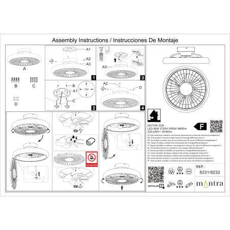 Plafón LED 55W Ventilador 30W serie TURBO Blanco - 51.2x18h