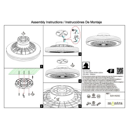 Plafón LED 40W Ventilador 20W serie GAMER Blanco - 46.6x13.7h