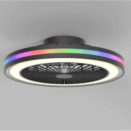 Plafón LED 40W Ventilador 20W serie GAMER Negro - 46.6x13.7h