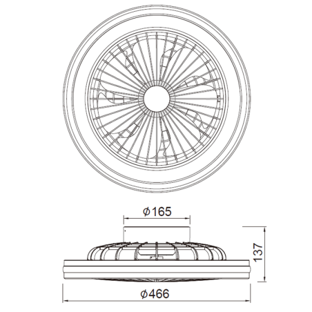 Plafón LED 40W Ventilador 20W serie GAMER Negro - 46.6x13.7h