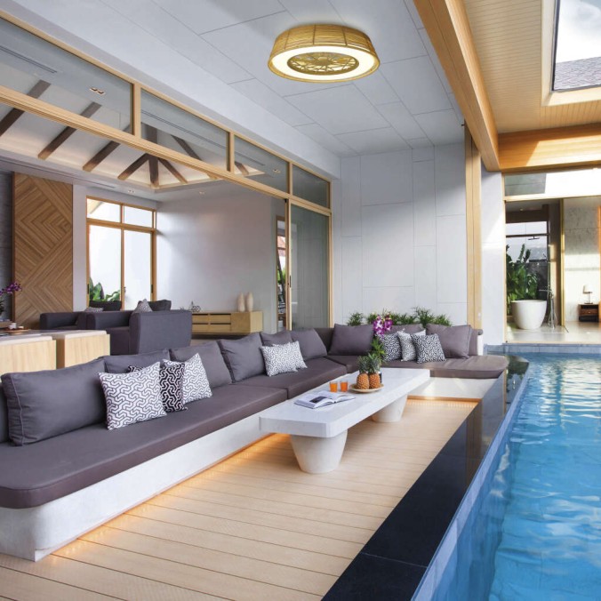 Plafón LED 55W Ventilador 25W serie INDONESIA MINI Rota - 56x20h