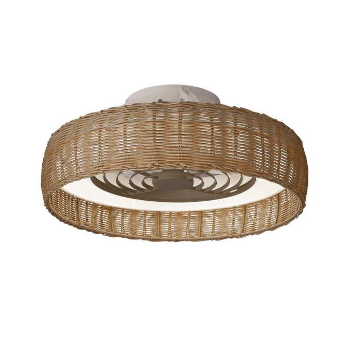 Plafón LED 55W Ventilador 25W serie KILIMANJARO MINI Ratan - 58x25h Plafón LED 55W Ventilador 25W serie KILIMANJARO MINI Ratan - 58x25h