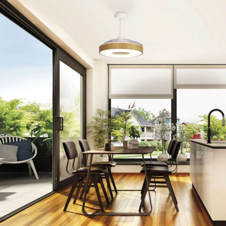 Plafón LED 60W Ventilador 30W serie COIN FAN Madera - 50x35.5-48h