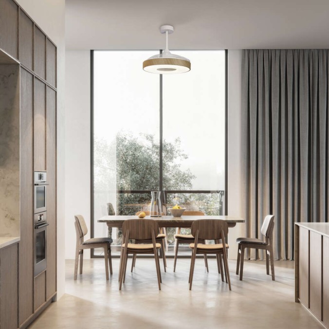 Plafón LED 60W Ventilador 30W serie COIN FAN Madera - 50x35.5-48h