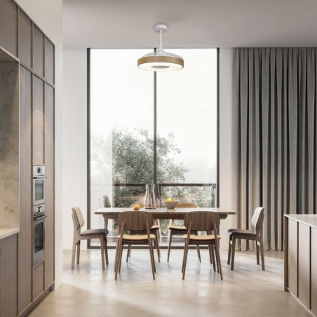 Plafón LED 60W Ventilador 30W serie COIN FAN Madera - 50x35.5-48h