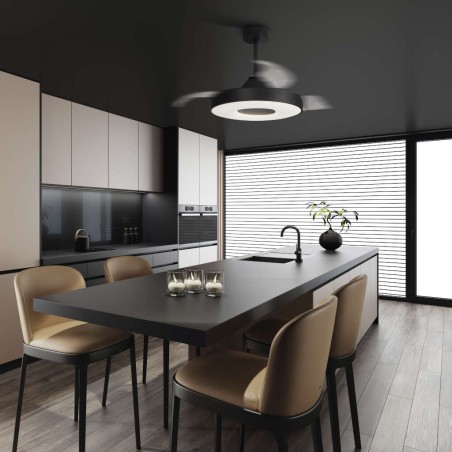 Plafón LED 60W Ventilador 30W serie COIN FAN Negra - 50x35.5-48h