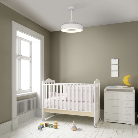 Plafón LED 45W Ventilador 25W serie COIN FAN MINI Blanco - 43x35.5-48h