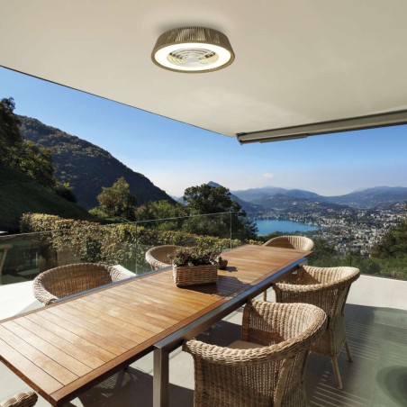 Plafón LED 55W Ventilador 25W serie POLINESIA NAUTICA MINI Textileno - 57.5x19.5h