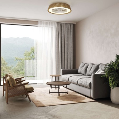 Plafón LED 70W Ventilador 35W serie POLINESIA NATURAL Cuerda Nat - 64.5x20h