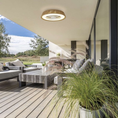 Plafón LED 55W Ventilador 25W serie POLINESIA NATURAL MINI Cuerda Nat - 57.5x19.5h