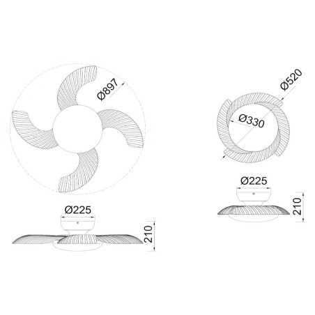 Plafón LED 50W Ventilador XXW serie ALOHA Madera - 52x21h