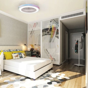 Plafón LED 40W Ventilador 20W serie GAMER Blanco - 46.6x13.7h 2
