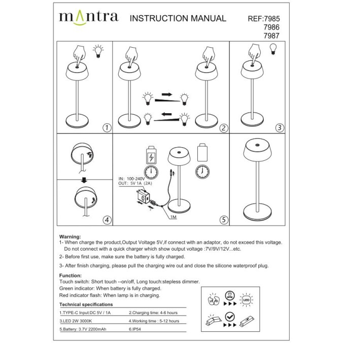 Linterna exterior serie K4 Blanco - 9x32.5h