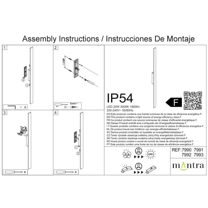 Aplique exterior LED  IP54 serie LOTUS Negro - 124x1.2x5.2h