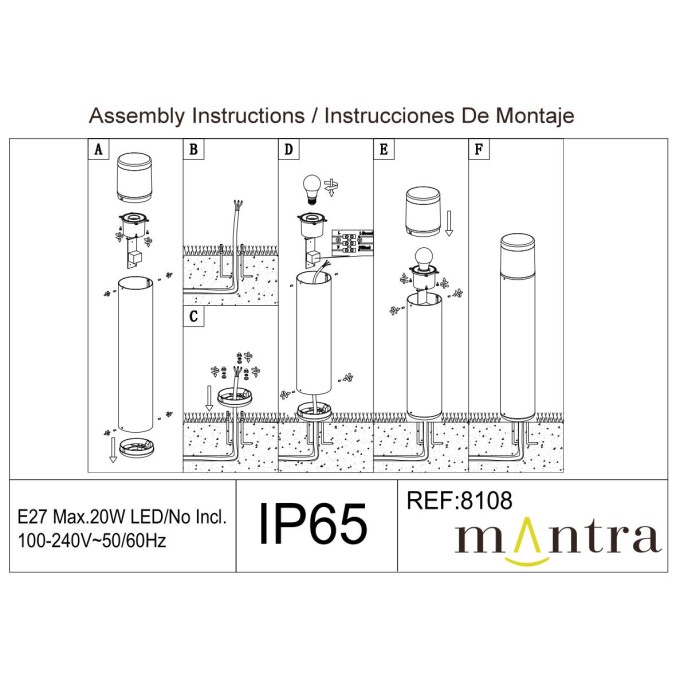 Baliza exterior E27 IP65 serie CHICAGO Gris Oscuro - 12x65h Baliza exterior E27 IP65 serie CHICAGO Gris Oscuro - 12x65h
