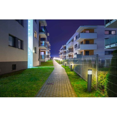 Baliza exterior E27 IP65 serie CHICAGO Gris Oscuro - 12x65h