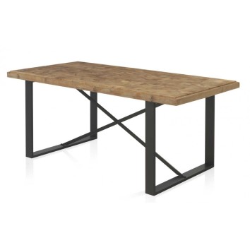 Mesa color natural. Tablero dmf chapado en madera de abeto. 182X90X75h